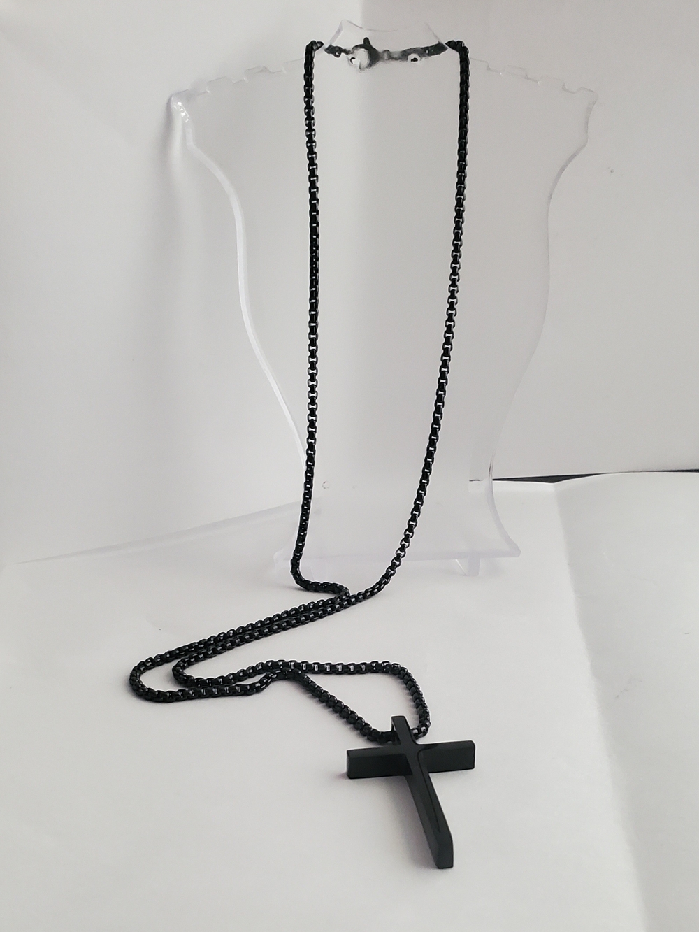 Source Unknown Black Stainless Steel Cross Necklace for Men